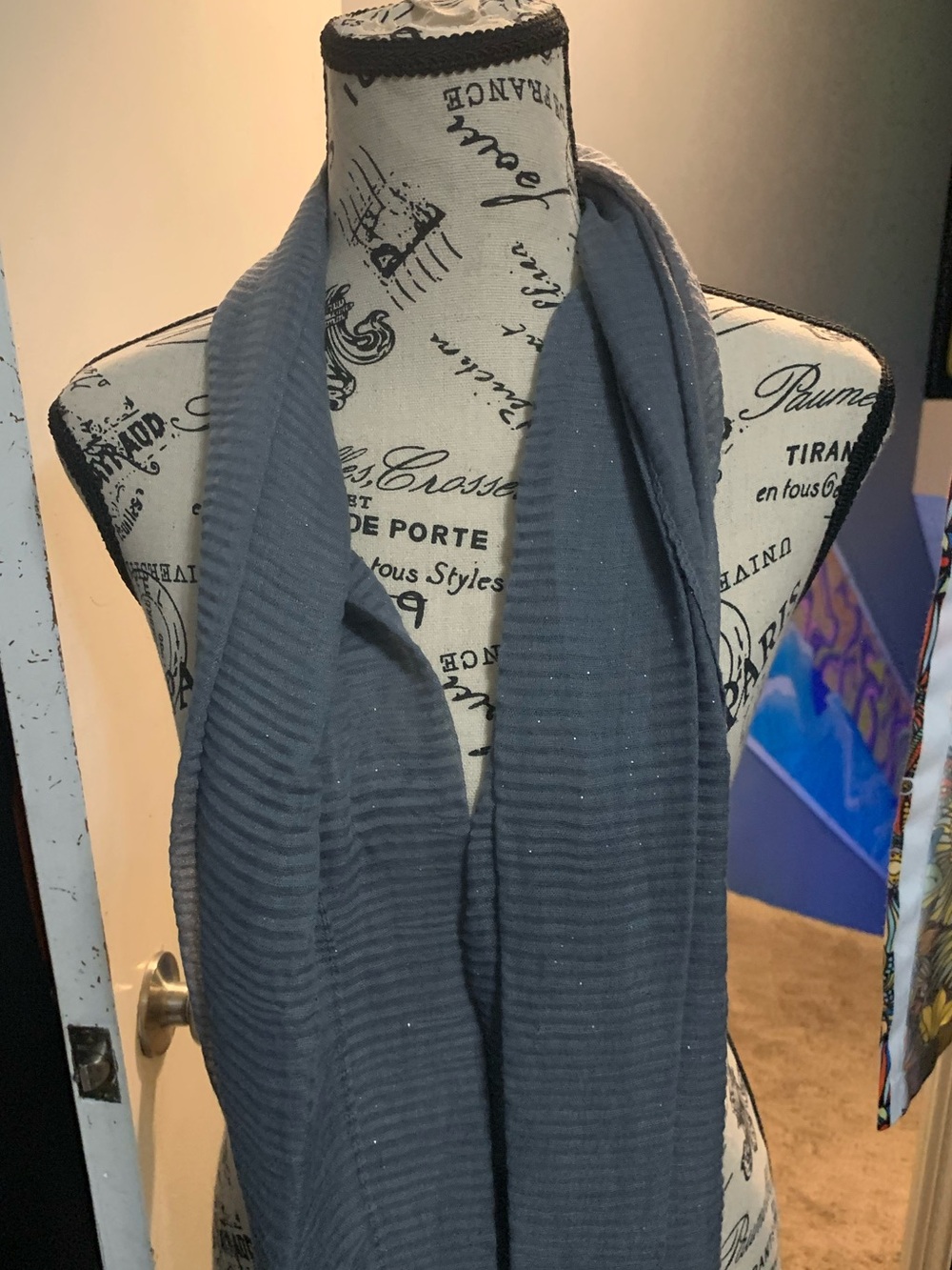 Express shimmer grey scarf/blue/grey scarf-set of 2